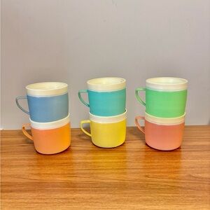 VTG Bolero Therm-o-ware 10 Oz Insulated Cups Mugs Set Of 6 MCM Colorful 3” Tall